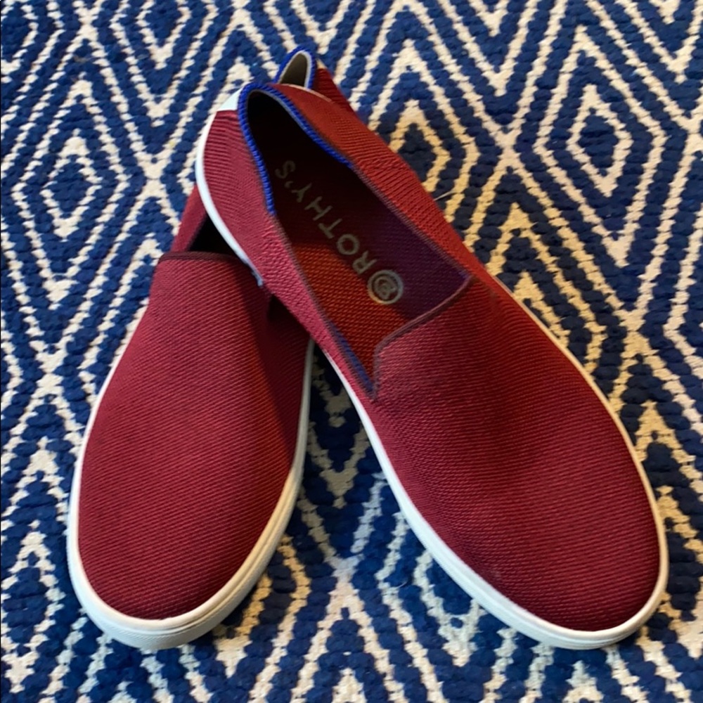 Dark red Rothy’s sneakers
